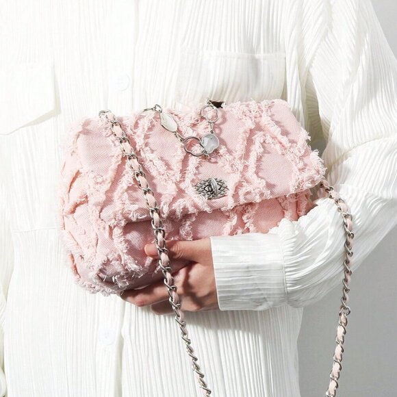 Baby Pink Womens's Original Tassel Crossbody Bag - Picture 3 of 4